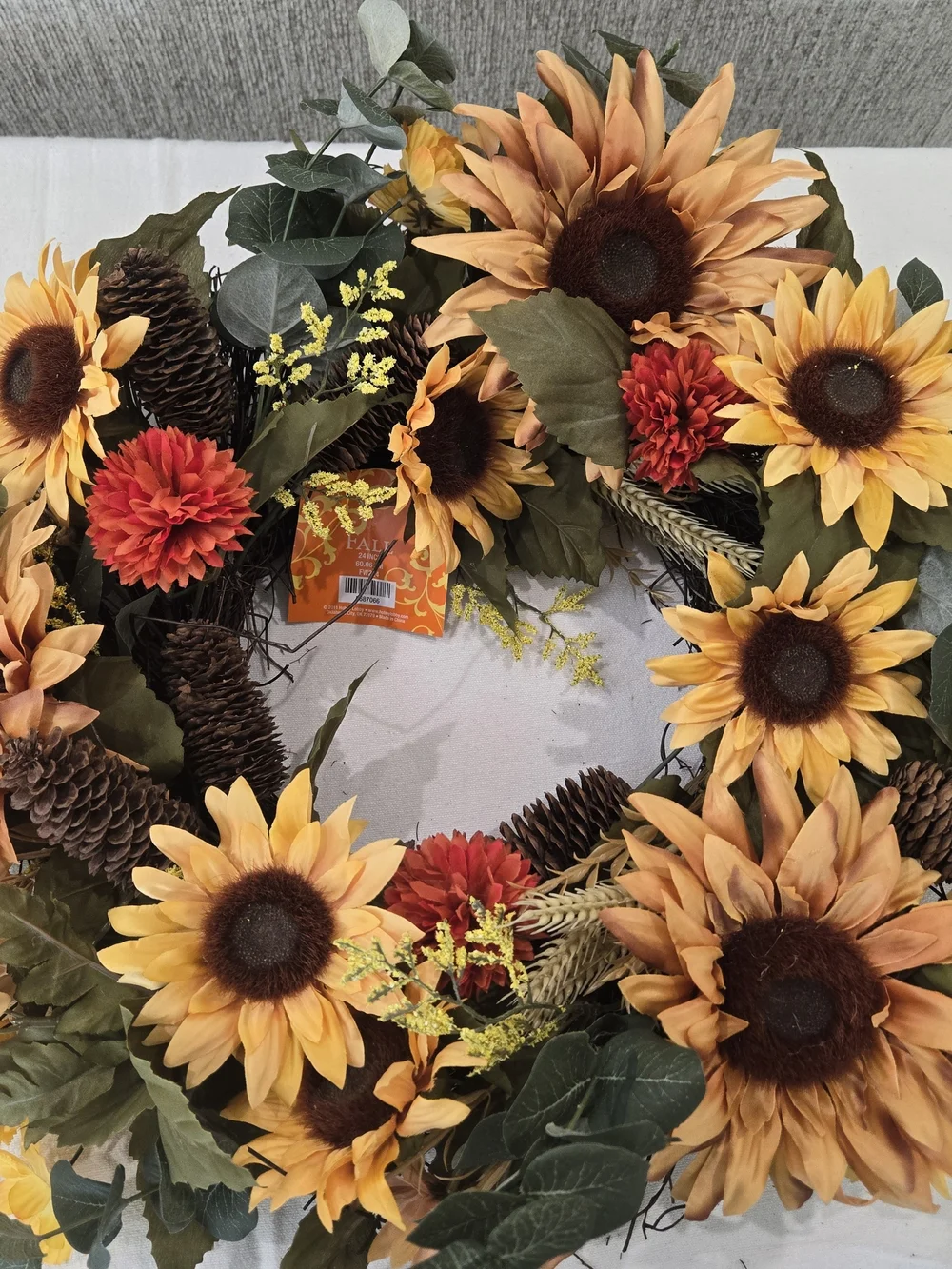 Autumn Sunflower Holiday Wreath - Brand: